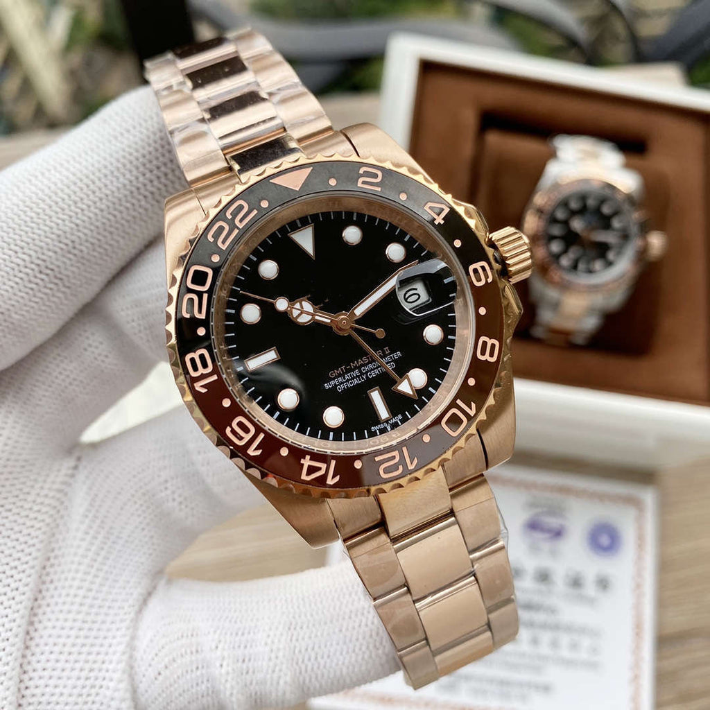 Rolex Cola bezel GMT-Master automatic mechanical watch for men, Inter Milan CLEANVS, sapphire crystal.