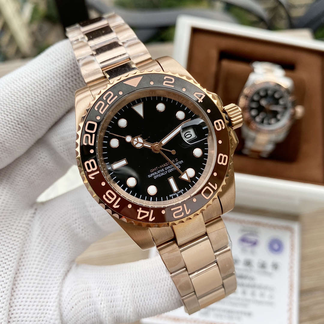 Rolex Cola bezel GMT-Master automatic mechanical watch for men, Inter Milan CLEANVS, sapphire crystal.