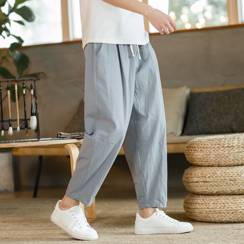 Men's Cotton Linen Cropped Trousers – Ethnic | Aladinae