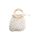 Handmade straw bag, small woven bag with round hollow handle, mesh bag, tote bag, niche brand bag for women, cotton thread, fishing net, hollow design.