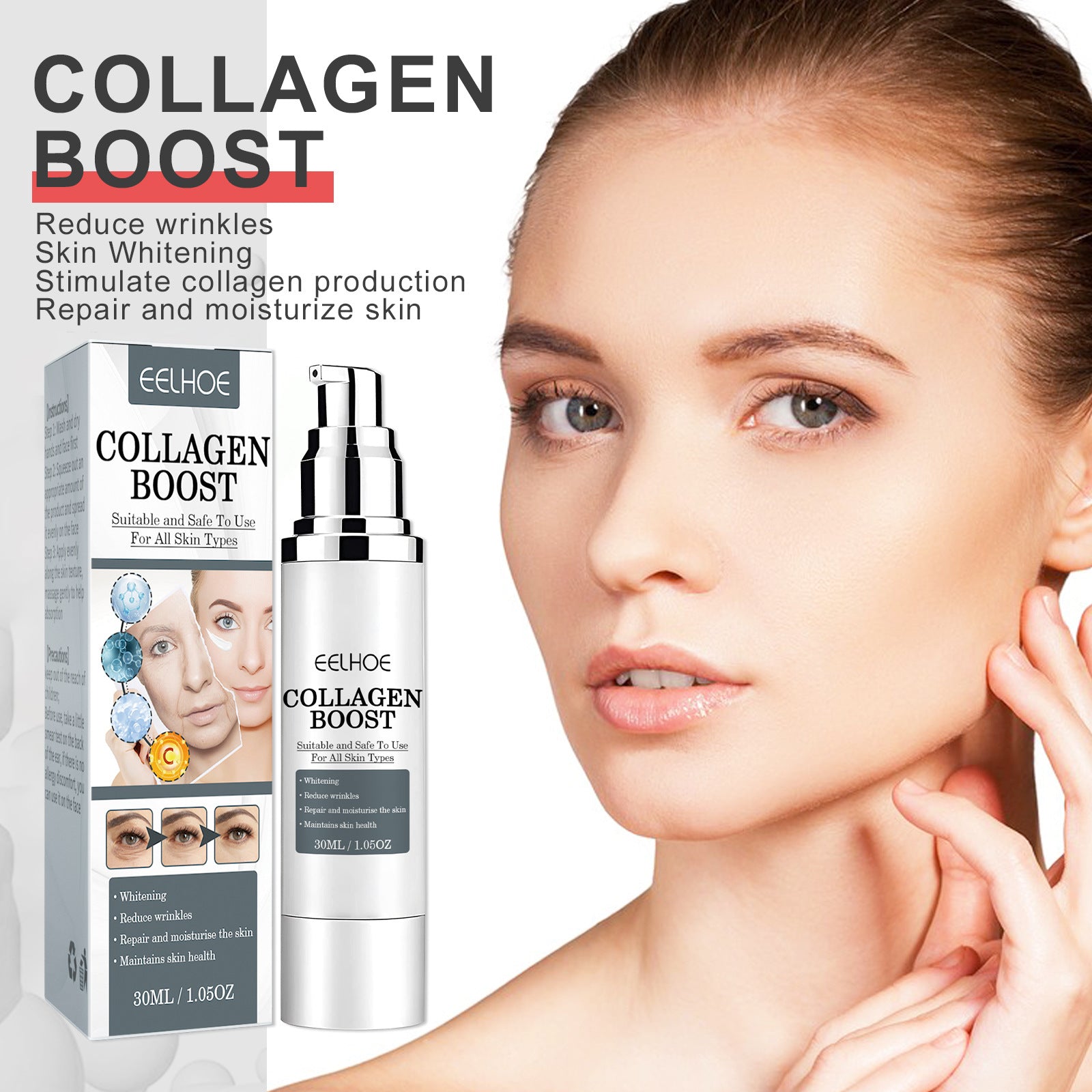 EELHOE Collagen Anti-Wrinkle Cream Collagen anti-aging reorganization fades fine lines, moisturizes and tightens the skin