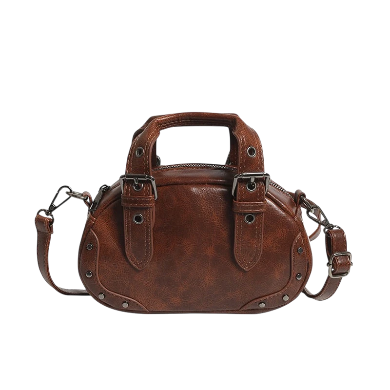 Retro niche trend rivet hand-held bowling bag female 2025 spring new high-end hot girl messenger bag