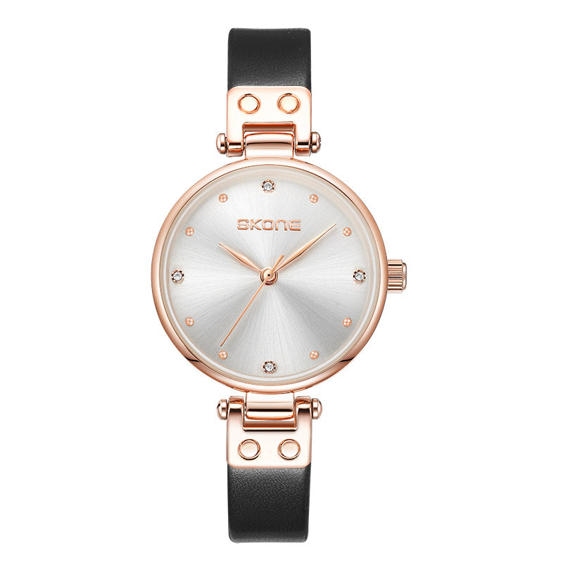 Women's Black Quartz Watch - Waterproof, Simple Design