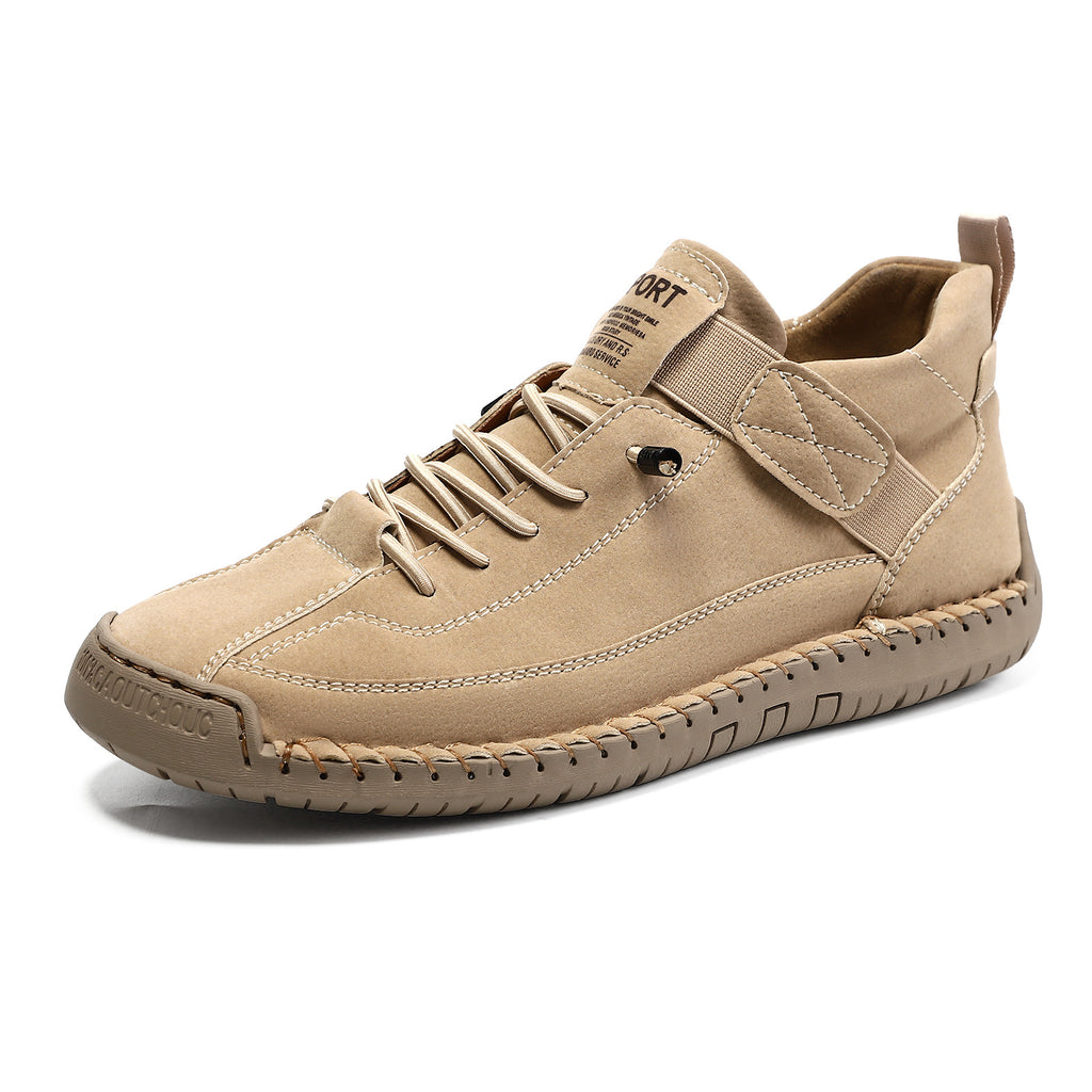 Women's Military Green Flat Boots - Hand-Stitched