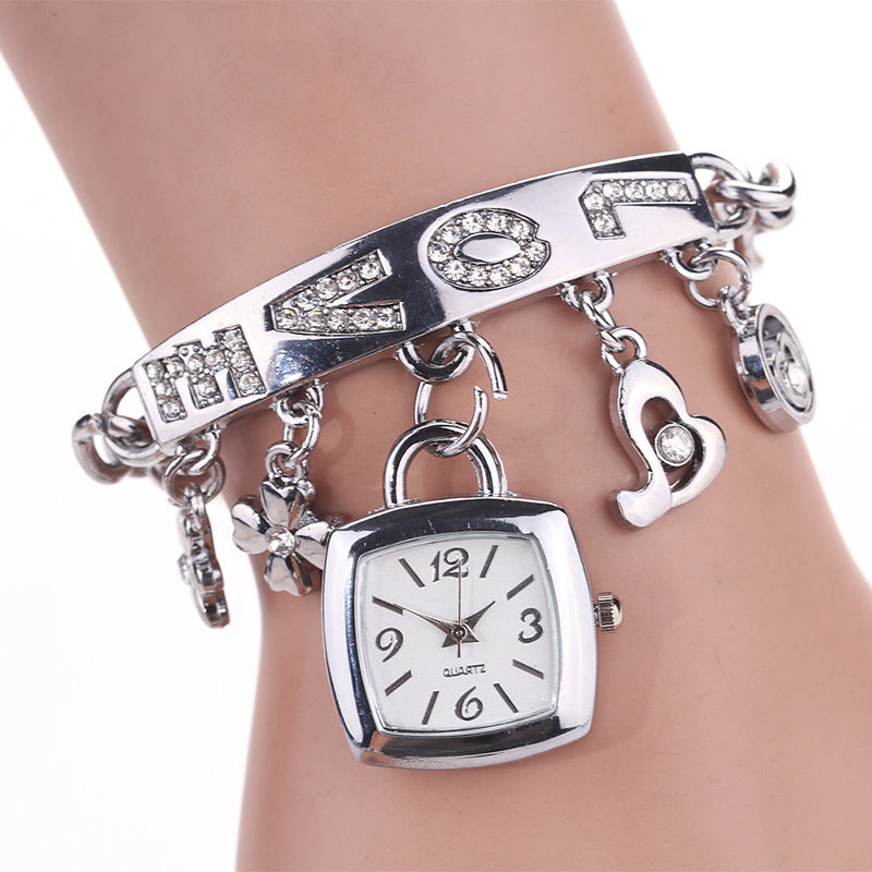 Women's Silver Square Dial Watch - Alloy Bracelet
