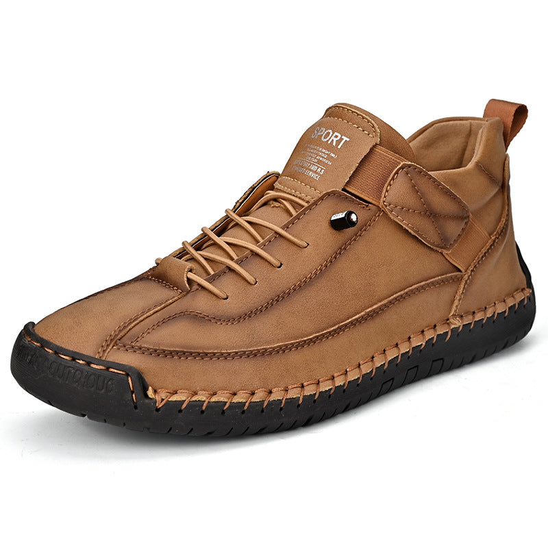 Women's Military Green Flat Boots - Hand-Stitched