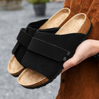 Men's Black Cork Sandals - Velcro, Non-Slip