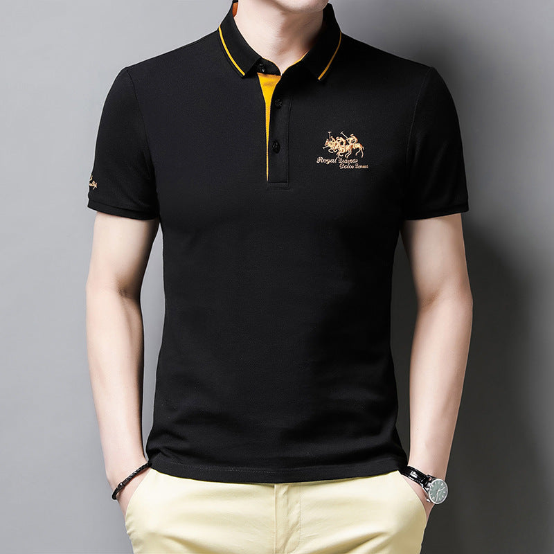 Men's Rose Red Embroidered Polo Shirt | Aladinae