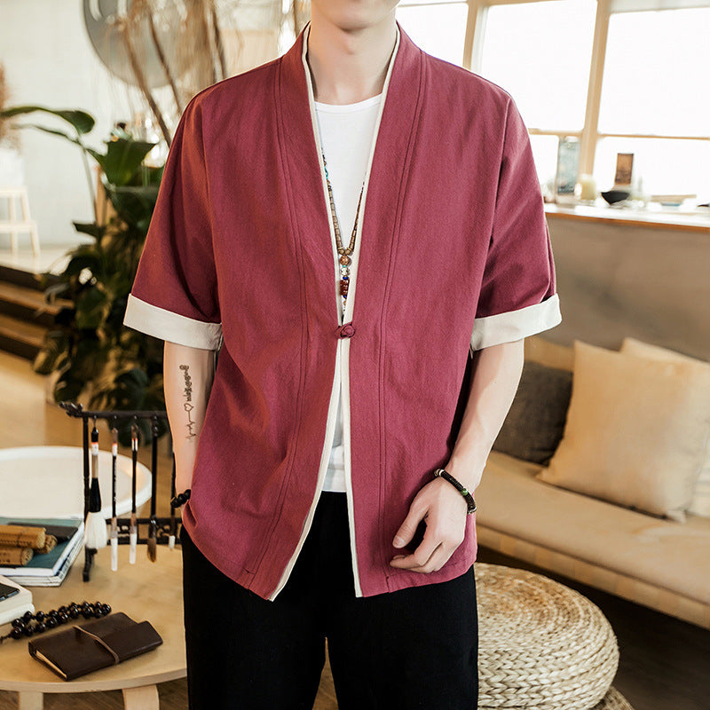 Men's Navy Chinese Tang Suit Cardigan Jacket | Aladinae