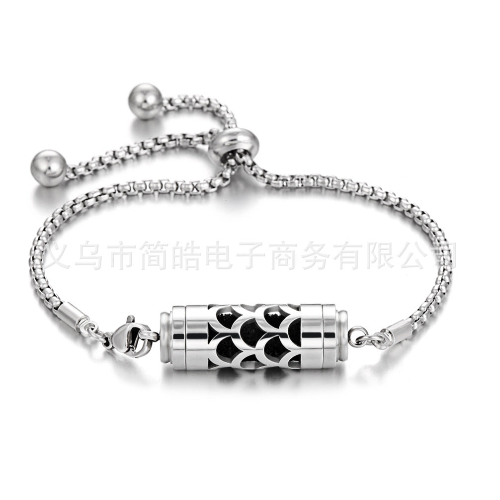 Stainless steel aromatherapy bracelet bracelet essential oil perfume diffuser bracelet adjustable titanium steel bracelet couple jewelry