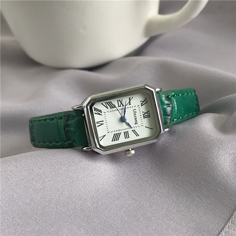Women's Rose Gold Black Square Watch - Roman Numerals