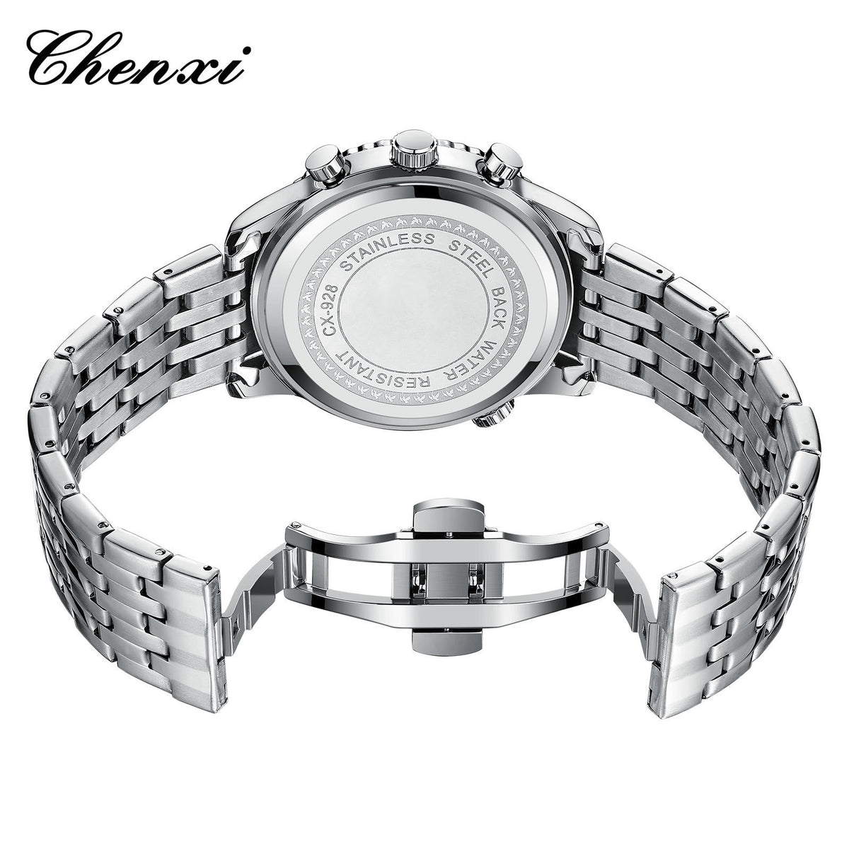 Men's Silver White Multi-Function Quartz Watch - Waterproof