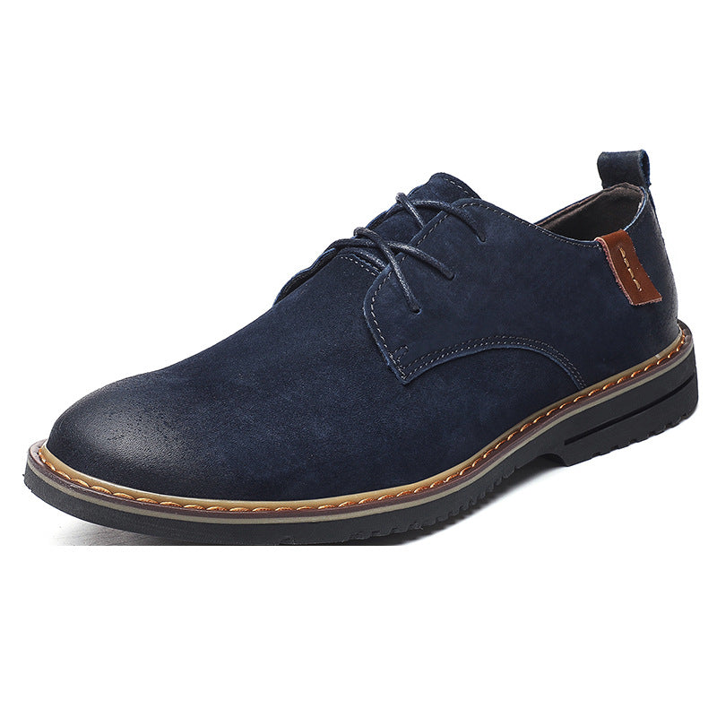 Men's Genuine Leather Casual Shoes – Khaki Lace-Up | Aladinae