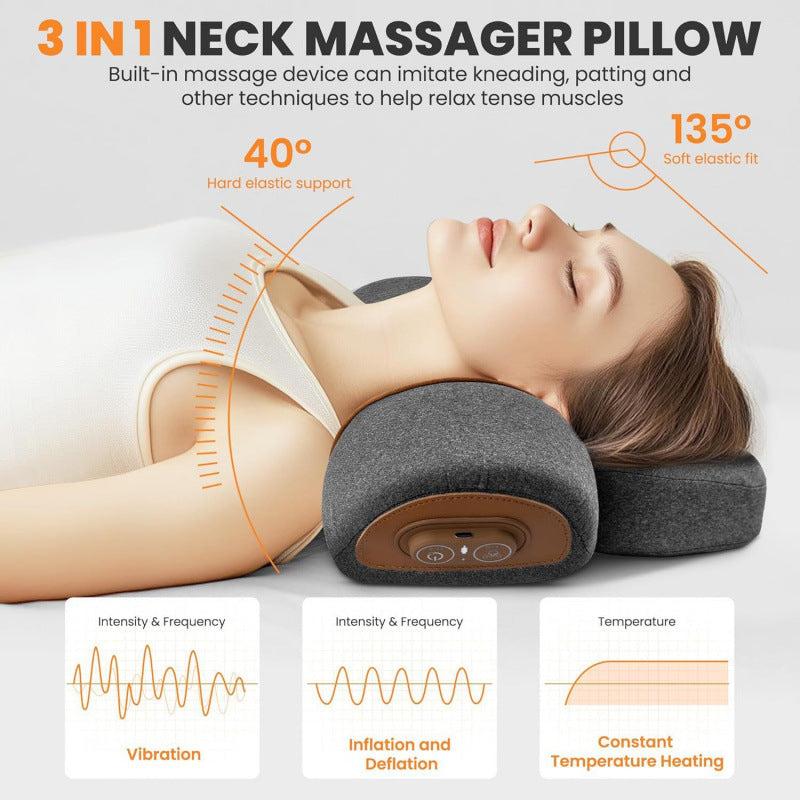 Cross-border cervical pillow for cervical spine support, massage, non-traction, heating, repair, cylindrical shape, sleep aid, and neck support.