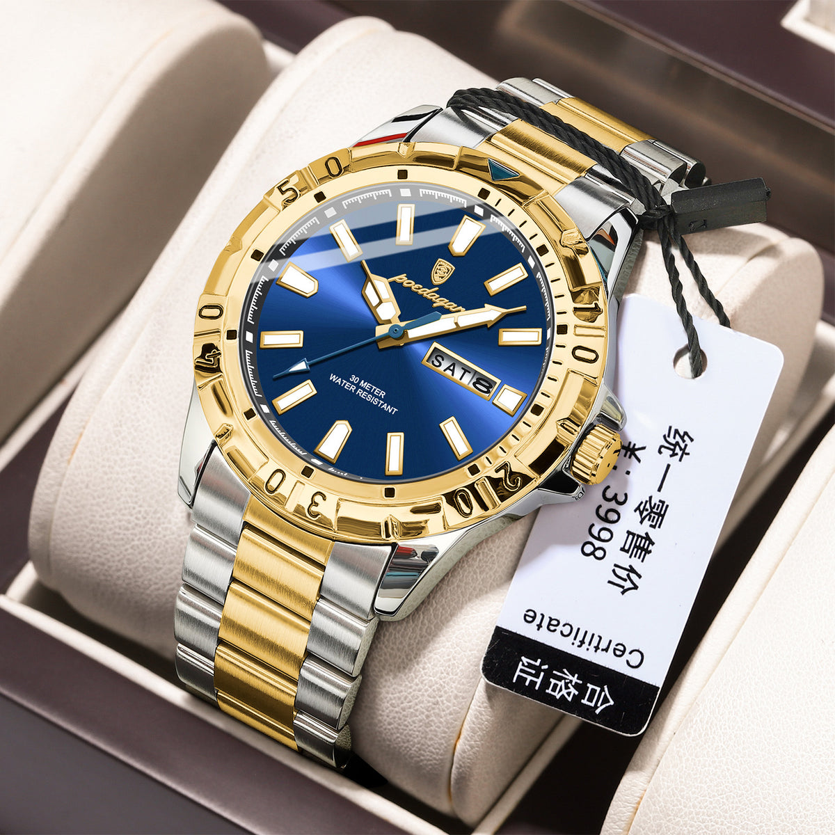 Men's Green Dual Calendar Quartz Watch - Waterproof