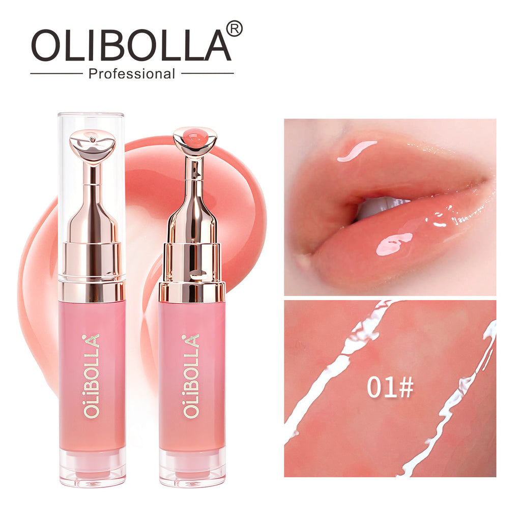 OLIBOLLA Metal Massage Head Mirror Lip Gloss Essence Moisturizes, Plumps, Reduces Lip Lines - Popular Makeup Product