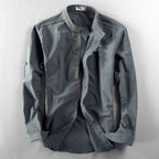 Men's Chinese Style Linen Stand Collar Shirt | Aladinae