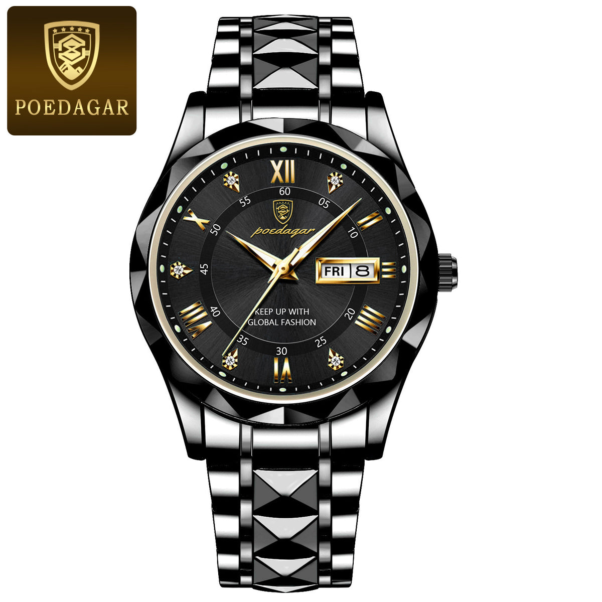 Men's Dual Calendar Luminous Quartz Watch - Waterproof