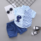 0-4 years old children's short-sleeved suit summer baby boy cartoon dinosaur shirt 2-piece set manufacturers spot wholesale cross-border delivery