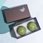 2 Pcs Natural Jade Stone Massage Ball Smooth Round Massager for Hand Foot Jade Massager Health Care Relax Body Massage Tools