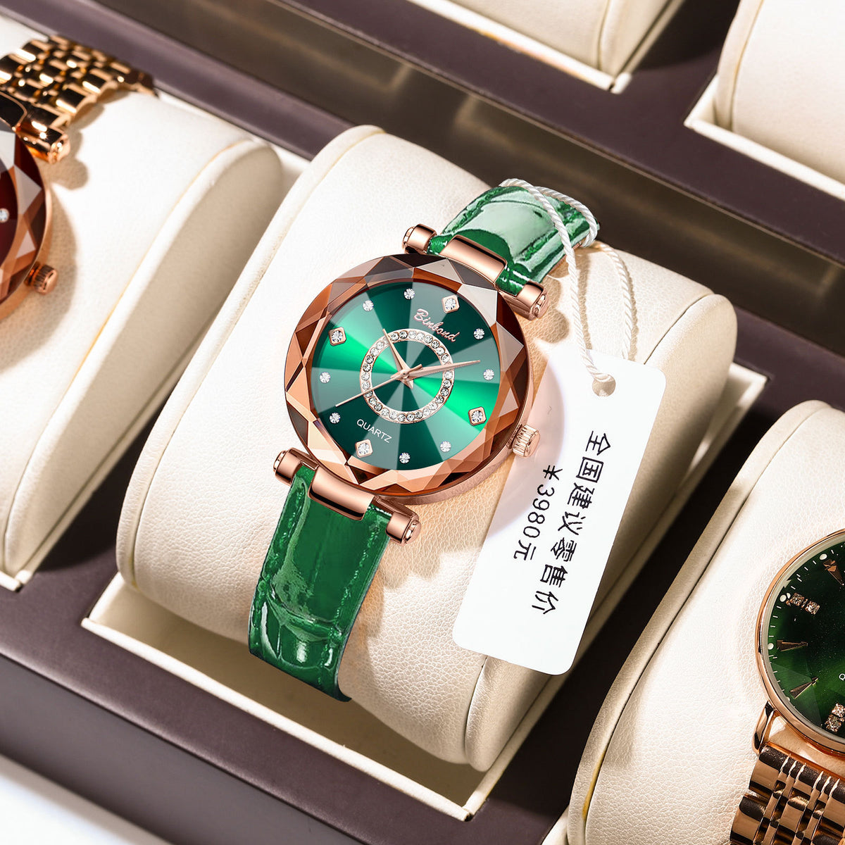 Women's Rose Gold Red Dial Quartz Watch - Waterproof