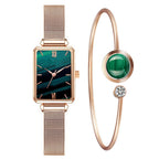 Women's Pink Square Dial Watch - World Time, Magnet Buckle