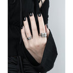 017 Korean style niche personalized silver pair ring simple geometric irregular texture texture S925 sterling silver ring for women