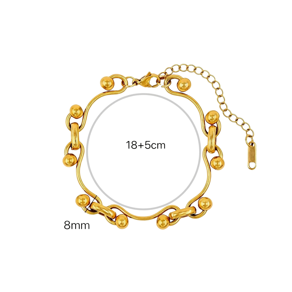 High-end stainless steel 18K handmade chain with interlocking M beads, made of gold-plated titanium steel, from European and American cross-border jewelry sets.