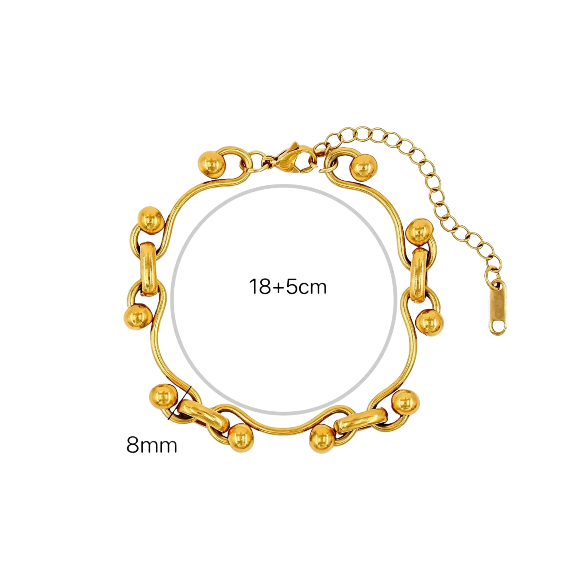 High-end stainless steel 18K handmade chain with interlocking M beads, made of gold-plated titanium steel, from European and American cross-border jewelry sets.
