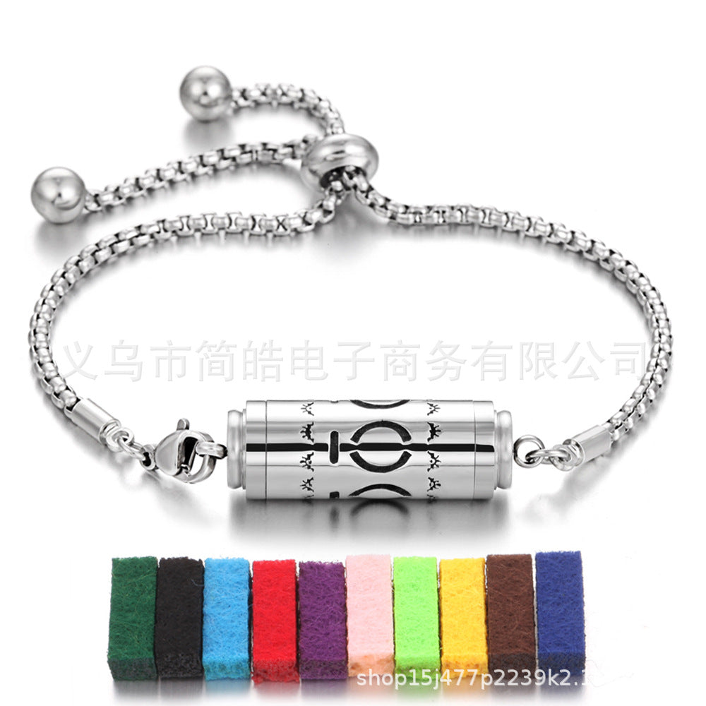 Stainless steel aromatherapy bracelet bracelet essential oil perfume diffuser bracelet adjustable titanium steel bracelet couple jewelry