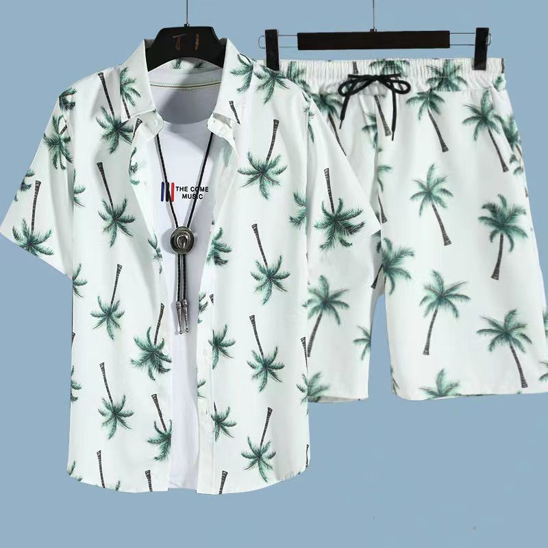 Men's Hawaiian Floral Shirt & Shorts Beach Set | Aladinae