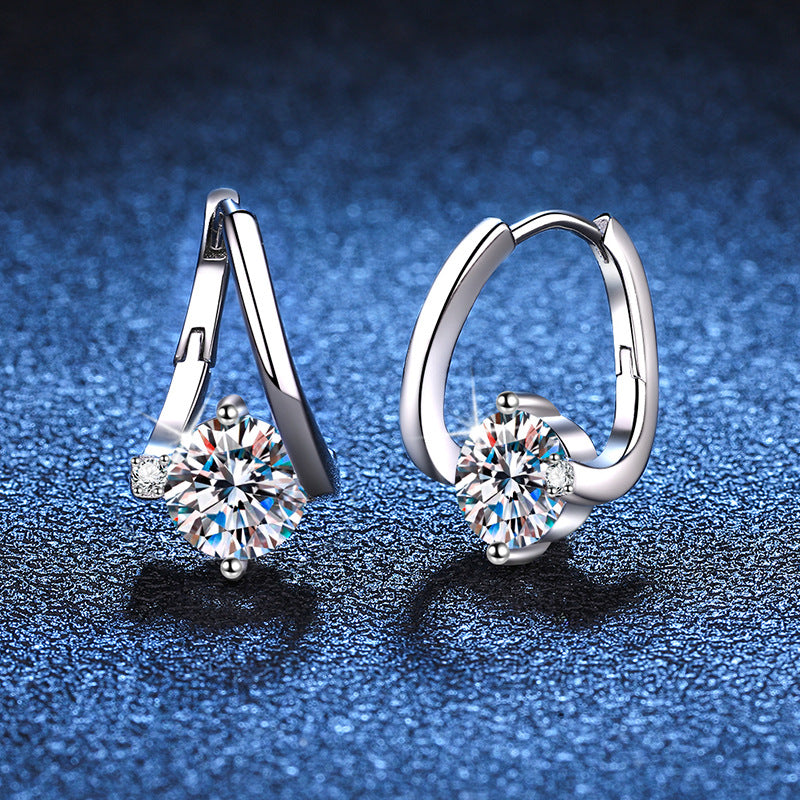 S925 Sterling Silver Moissanite Earrings for Women, Luxury Fashion, Exquisite Craftsmanship, 1 Carat D Color Moissanite Stud Earrings