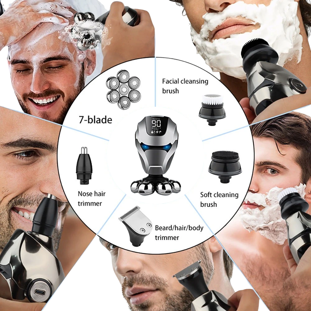 Hiena 7-Blade Electric Shaver – Rechargeable Bald Head Razor | Aladinae