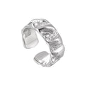 017 Korean style niche personalized silver pair ring simple geometric irregular texture texture S925 sterling silver ring for women