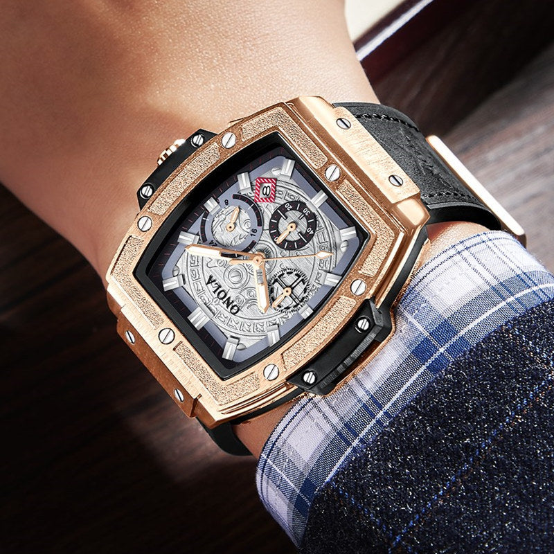 2021 new ONOLA cross-border explosion multi-function quartz watch men's leather waterproof watch watch