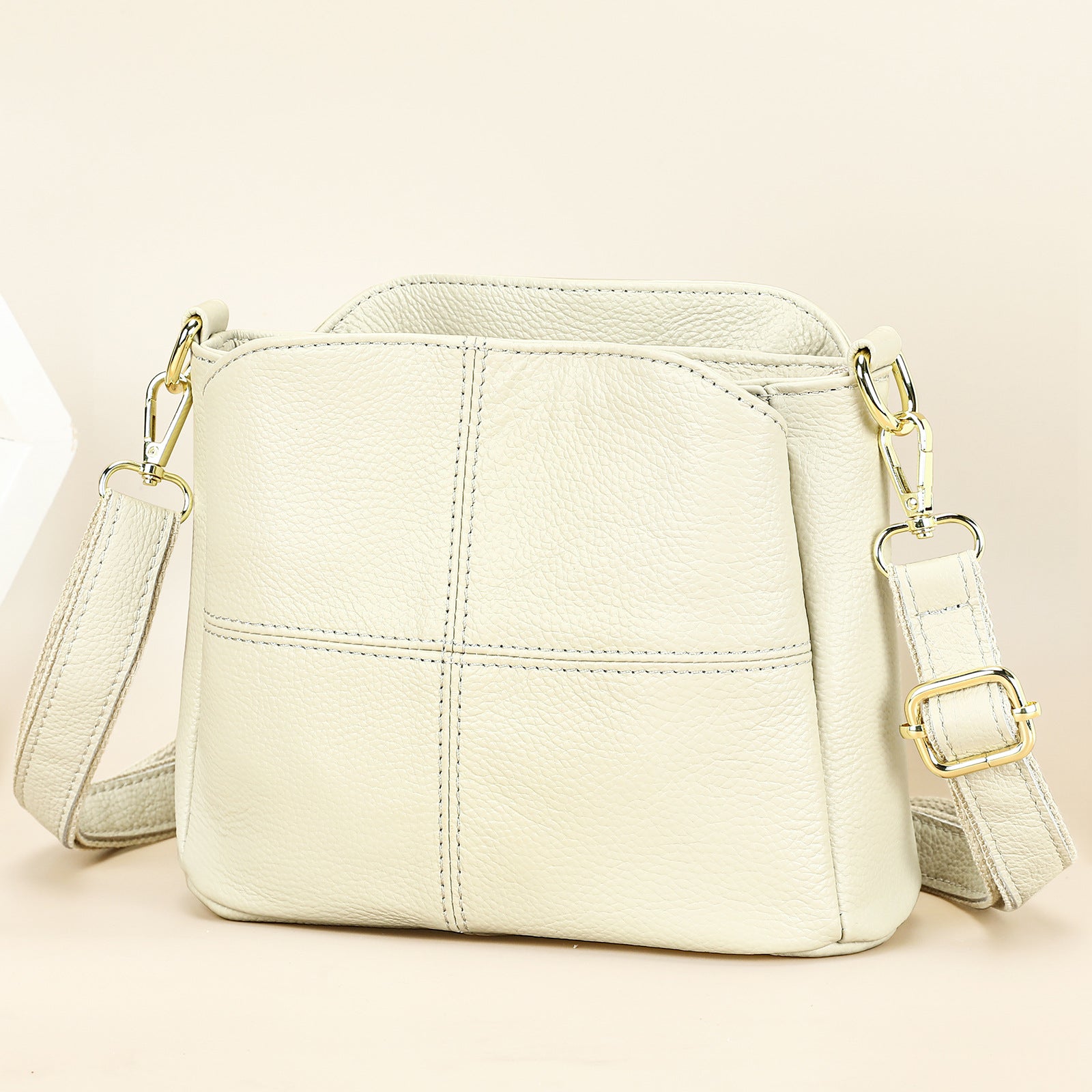 Multifunctional genuine leather handbag messenger bag for women, large capacity, high-grade first-layer cowhide versatile messenger bag for women