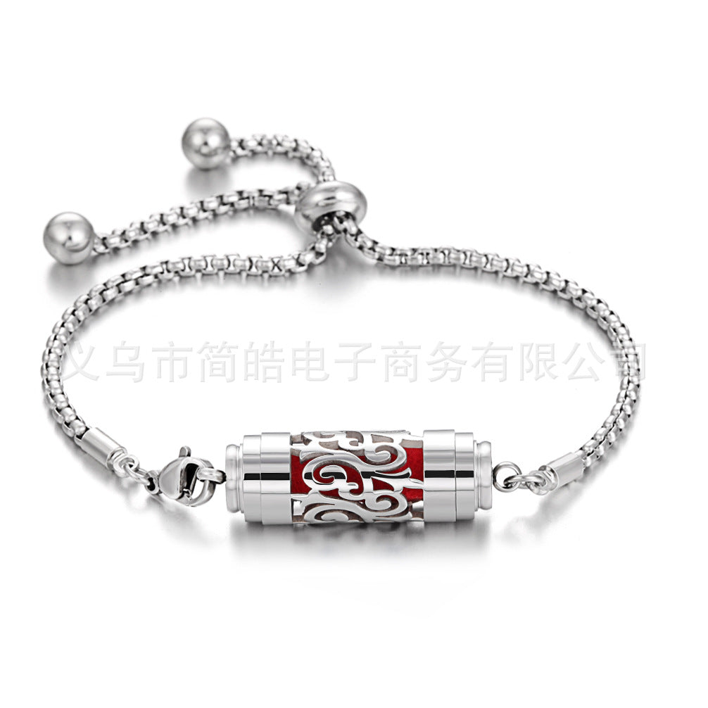 Stainless steel aromatherapy bracelet bracelet essential oil perfume diffuser bracelet adjustable titanium steel bracelet couple jewelry