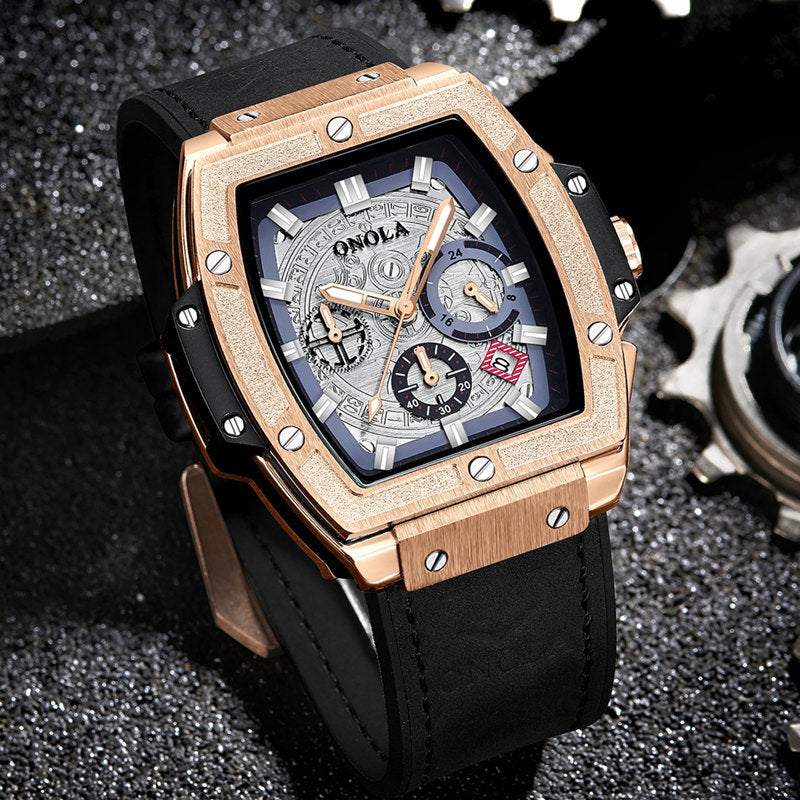 2021 new ONOLA cross-border explosion multi-function quartz watch men's leather waterproof watch watch