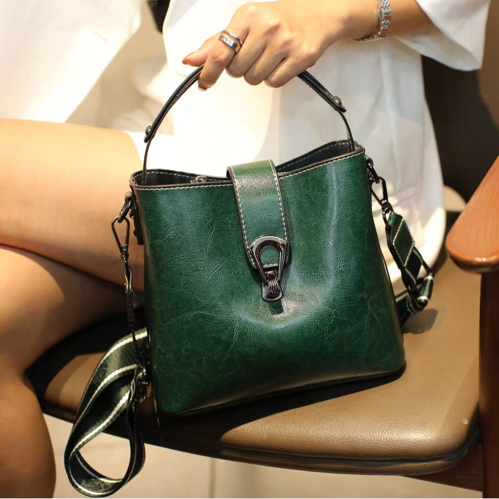 Foreign trade summer bag women 2024 new bucket bag genuine leather women's bag shoulder messenger bag women versatile handbag women