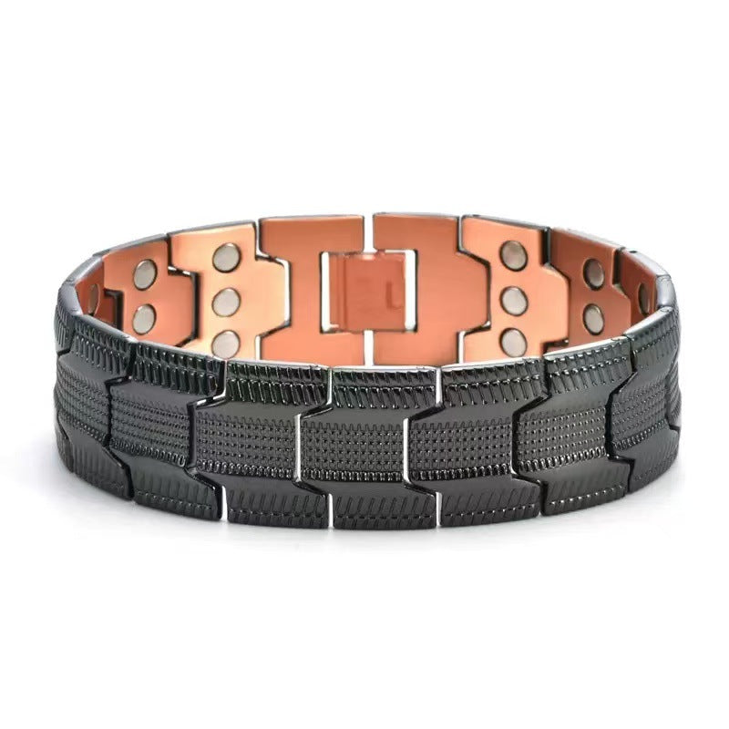 Amazon Hot Selling European and American Cross-Border Twill Antique Red Copper Men's Bracelet, Three Rows of Magnets Bracelet Wholesale