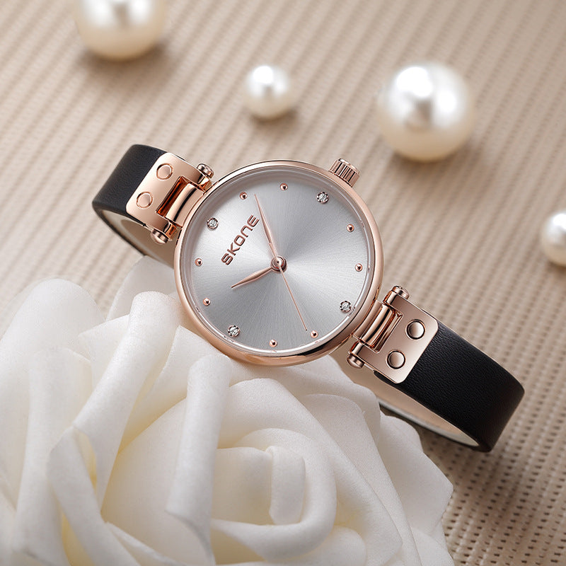 Women's Black Quartz Watch - Waterproof, Simple Design