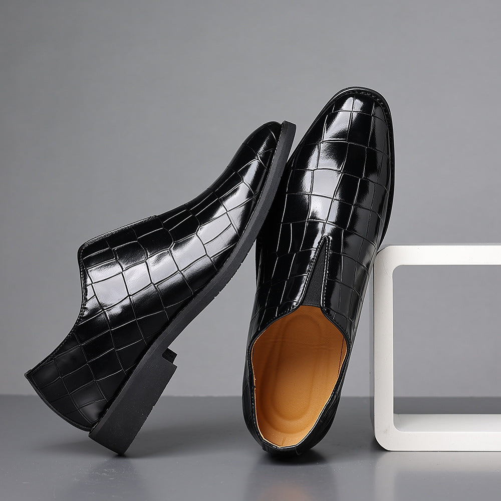 Men's Black PU Leather Slip-On Shoes – Square Toe | Aladinae
