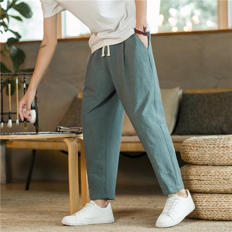 Men's Cotton Linen Cropped Trousers – Ethnic | Aladinae