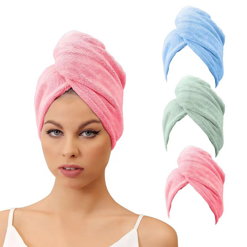 Amazon cross-border triangular coral fleece dry hair cap gift bathroom shower cap hotel beauty salon European and American fiber shower cap