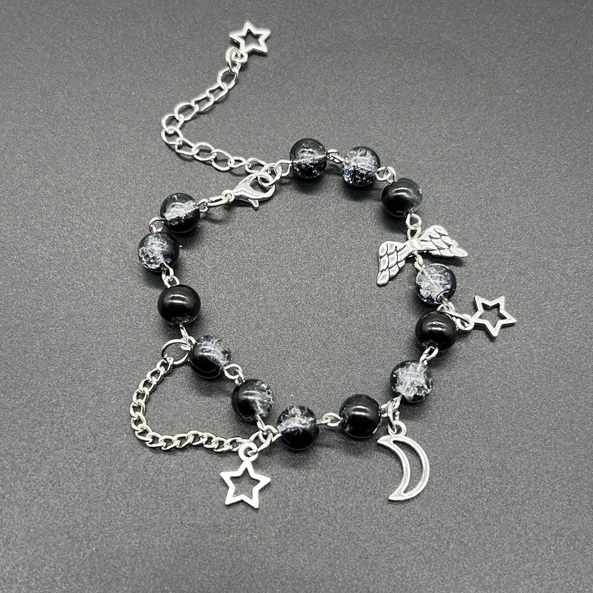 European and American cross-border bracelet couple bestie black and white dice hip-hop handmade guitar microphone five-pointed star hand jewelry