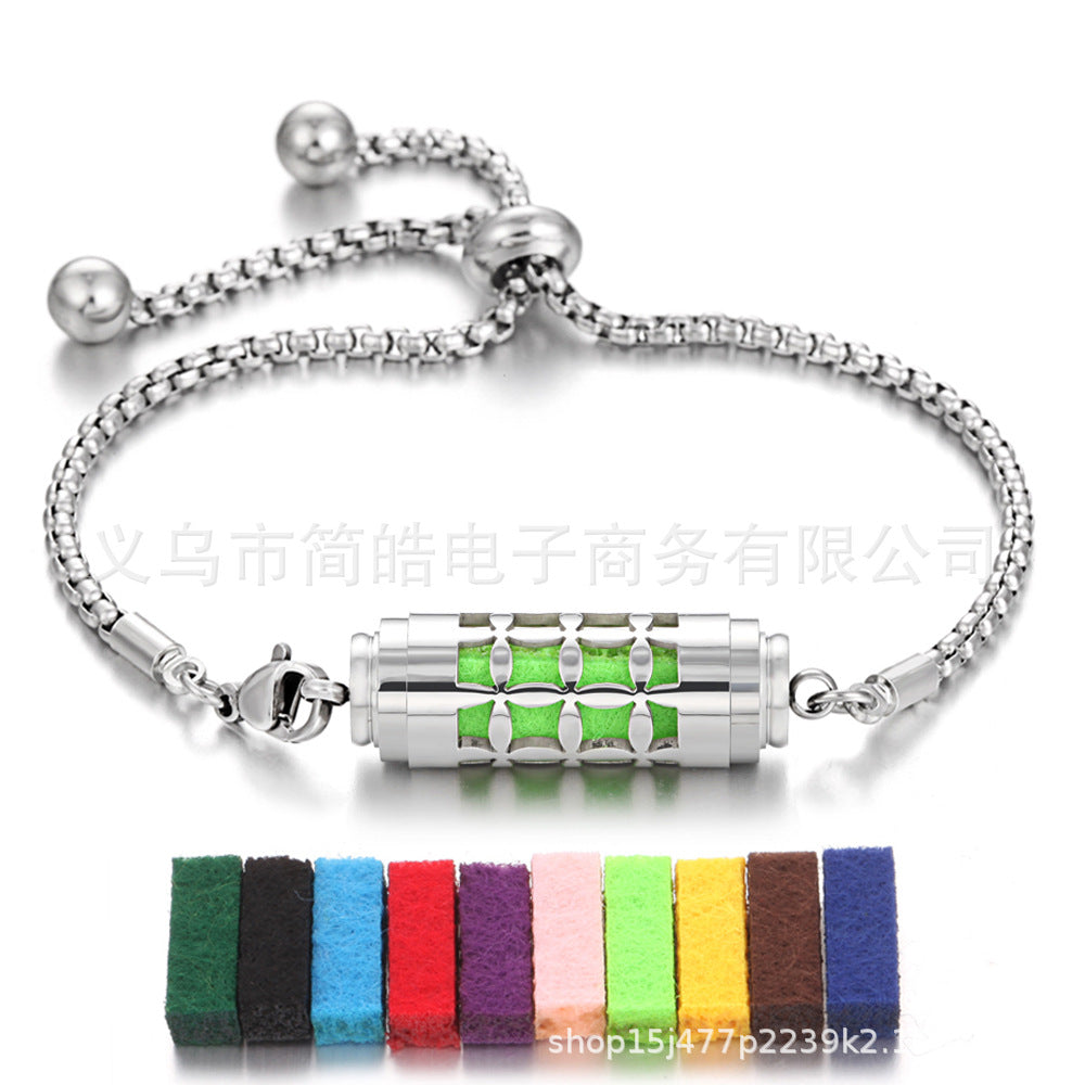 Stainless steel aromatherapy bracelet bracelet essential oil perfume diffuser bracelet adjustable titanium steel bracelet couple jewelry