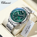 Men's Silver White Multi-Function Quartz Watch - Waterproof