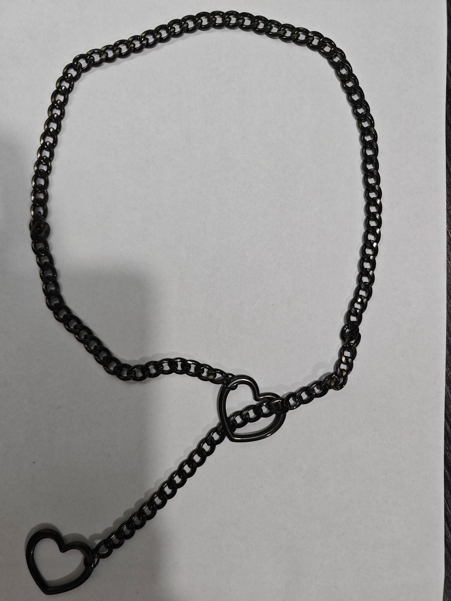 Amazon Style Wide Y Ring Sliding Chain Necklace Handmade Punk Cuban Stainless steel Chain Necklace