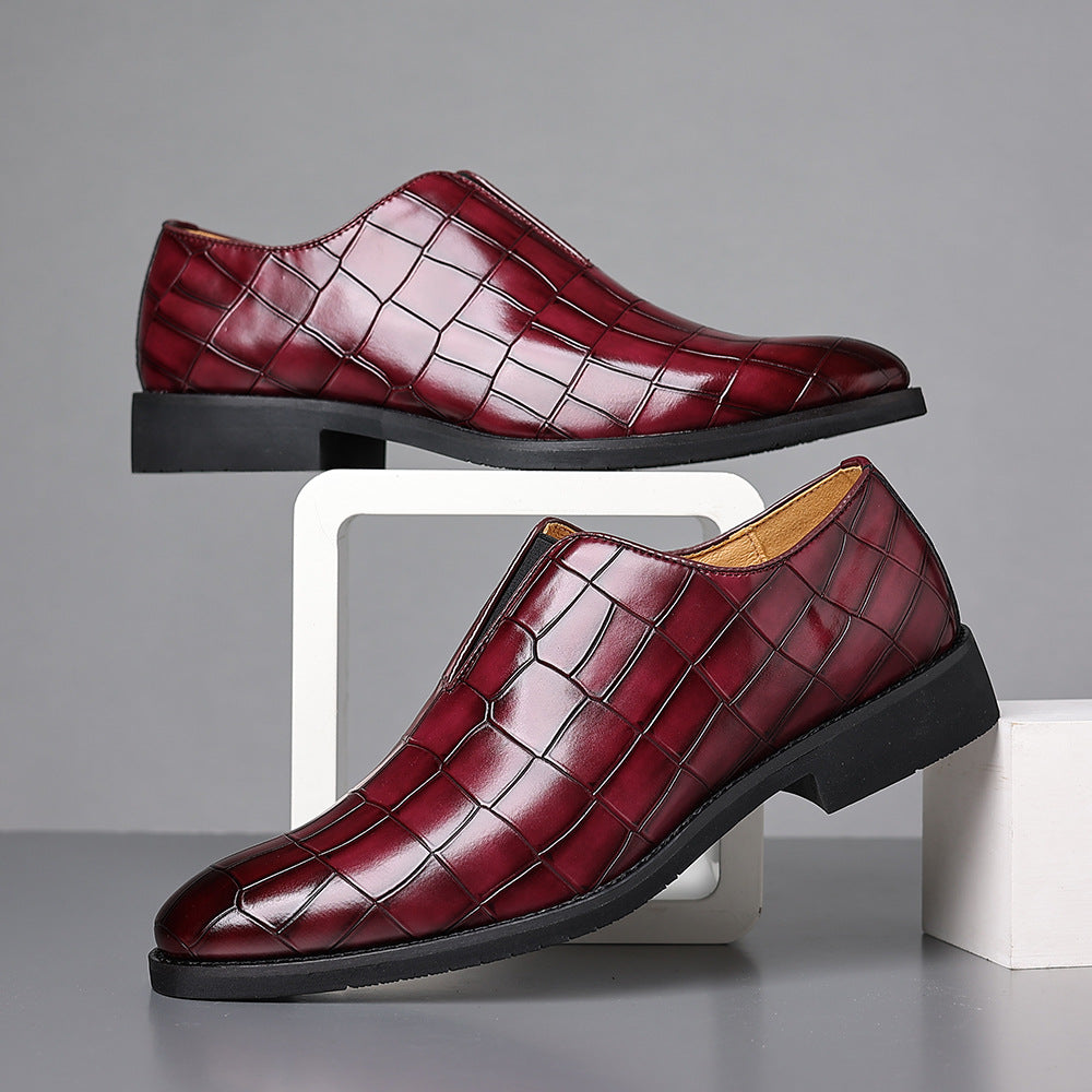 Men's Black PU Leather Slip-On Shoes – Square Toe | Aladinae
