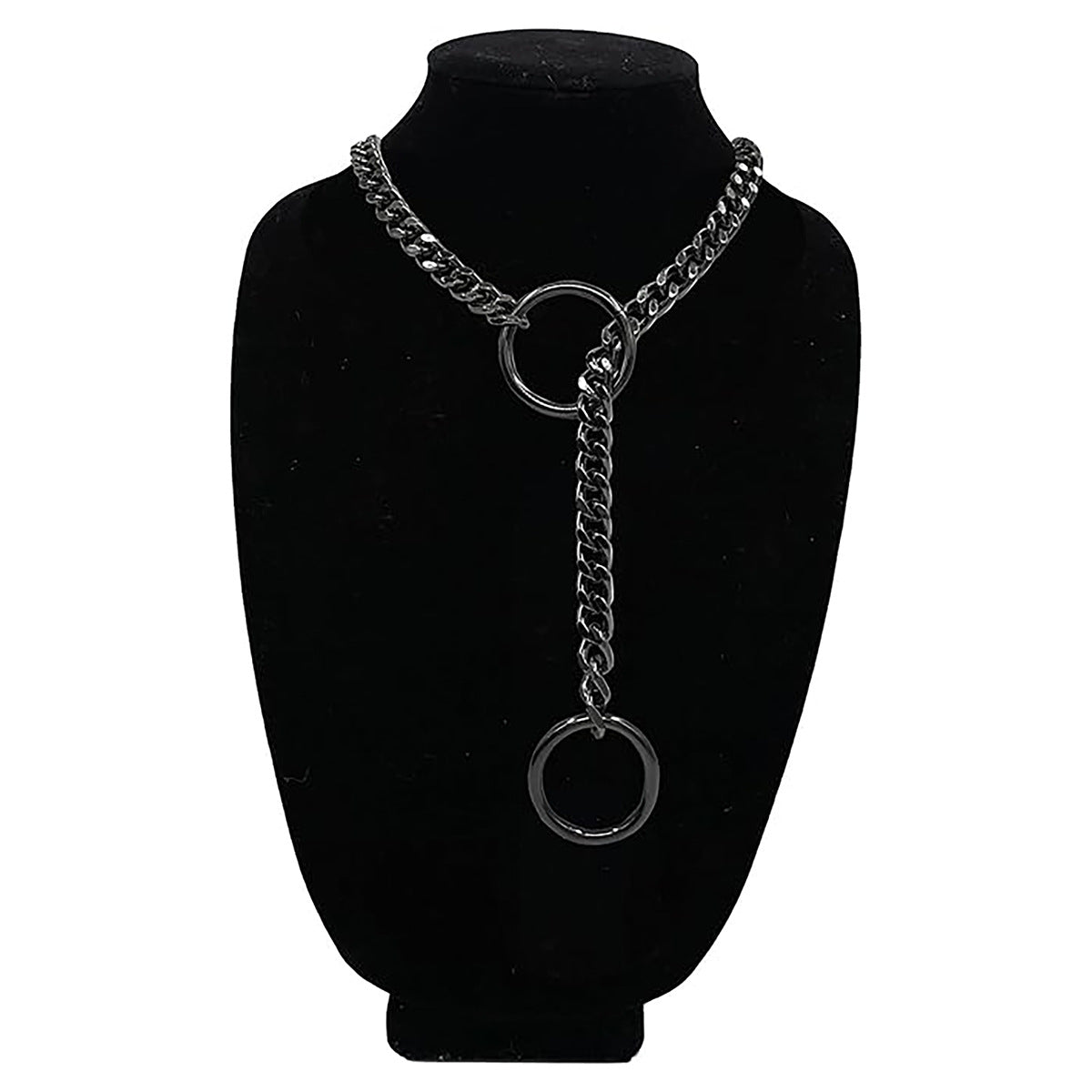 Amazon Style Wide Y Ring Sliding Chain Necklace Handmade Punk Cuban Stainless steel Chain Necklace